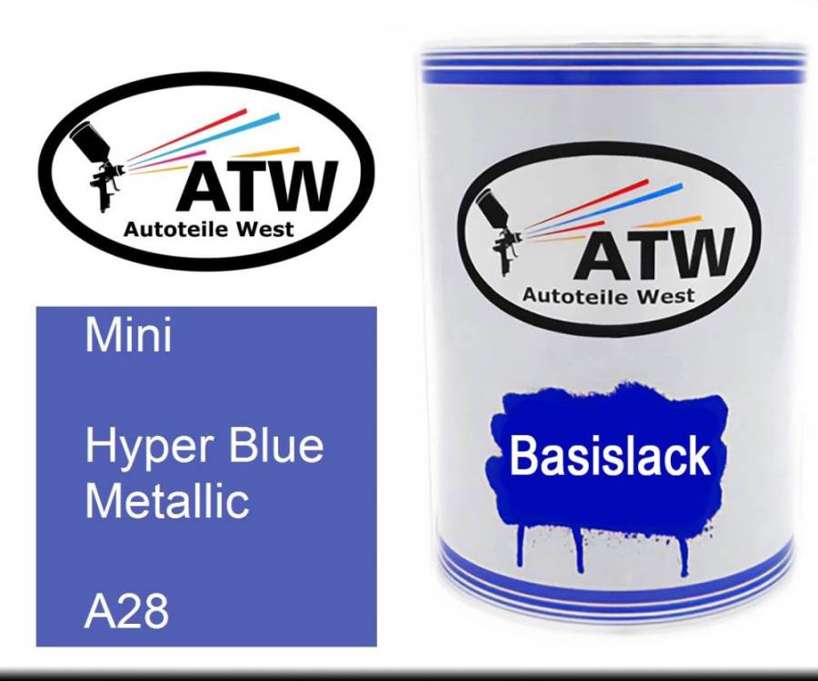 Mini, Hyper Blue Metallic, A28: 500ml Lackdose, von ATW Autoteile West.